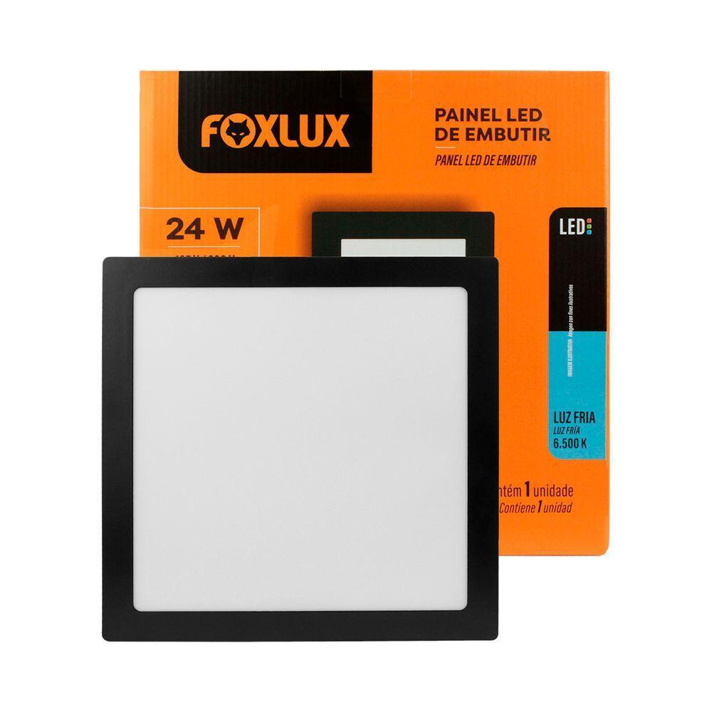 Kit 2 Painel Led 29,3x29,3 Quadrado Preto Embutir 24w 6500k Foxlux - 3
