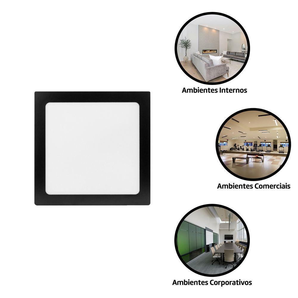 Kit 2 Painel Led 29,3x29,3 Quadrado Preto Embutir 24w 6500k Foxlux - 6