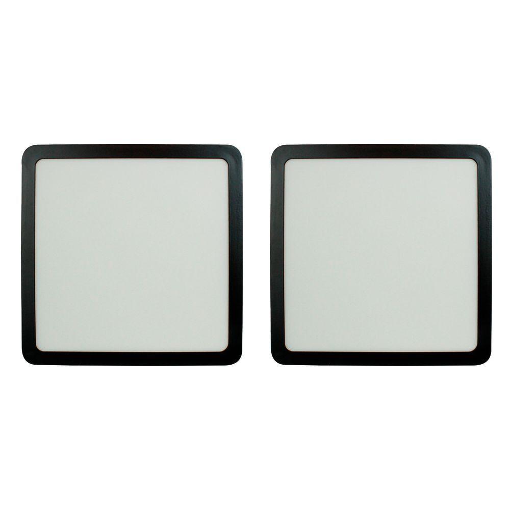 Kit 2 Painel Led 27,7x27,7 Quadrado Preto Sobrepor 24w 6500k Foxlux - 1