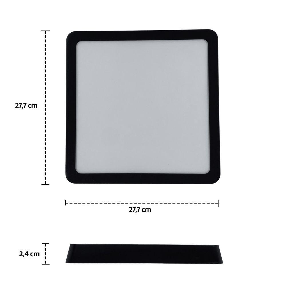 Kit 2 Painel Led 27,7x27,7 Quadrado Preto Sobrepor 24w 6500k Foxlux - 5