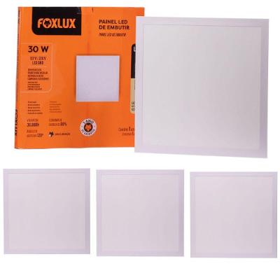 Kit 4 Painel Led 40x40 Quadrado Branco Embutir 30w 4000k Foxlux