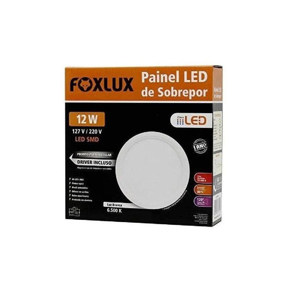 Kit 2 Painel Led 17x17 Redondo Branco Sobrepor 12w 6500k Foxlux - 3
