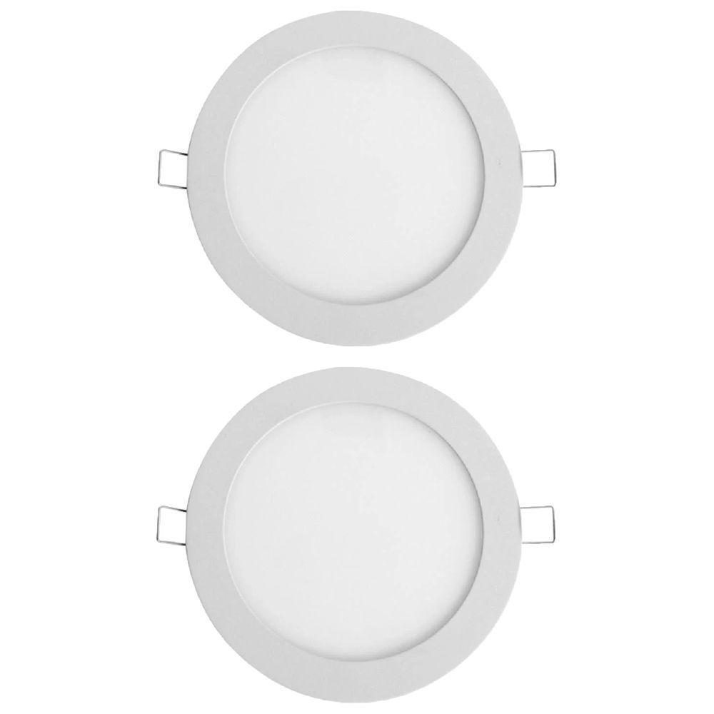 Kit 2 Painel Led 11,9x11,9 Redondo Branco Embutir 6w 6500k Foxlux - 1