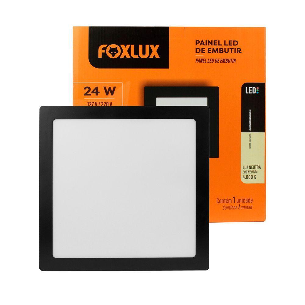Kit 10 Painel Led 29,3x29,3 Quadrado Preto Sobrepor 24w 6500k Foxlux - 3