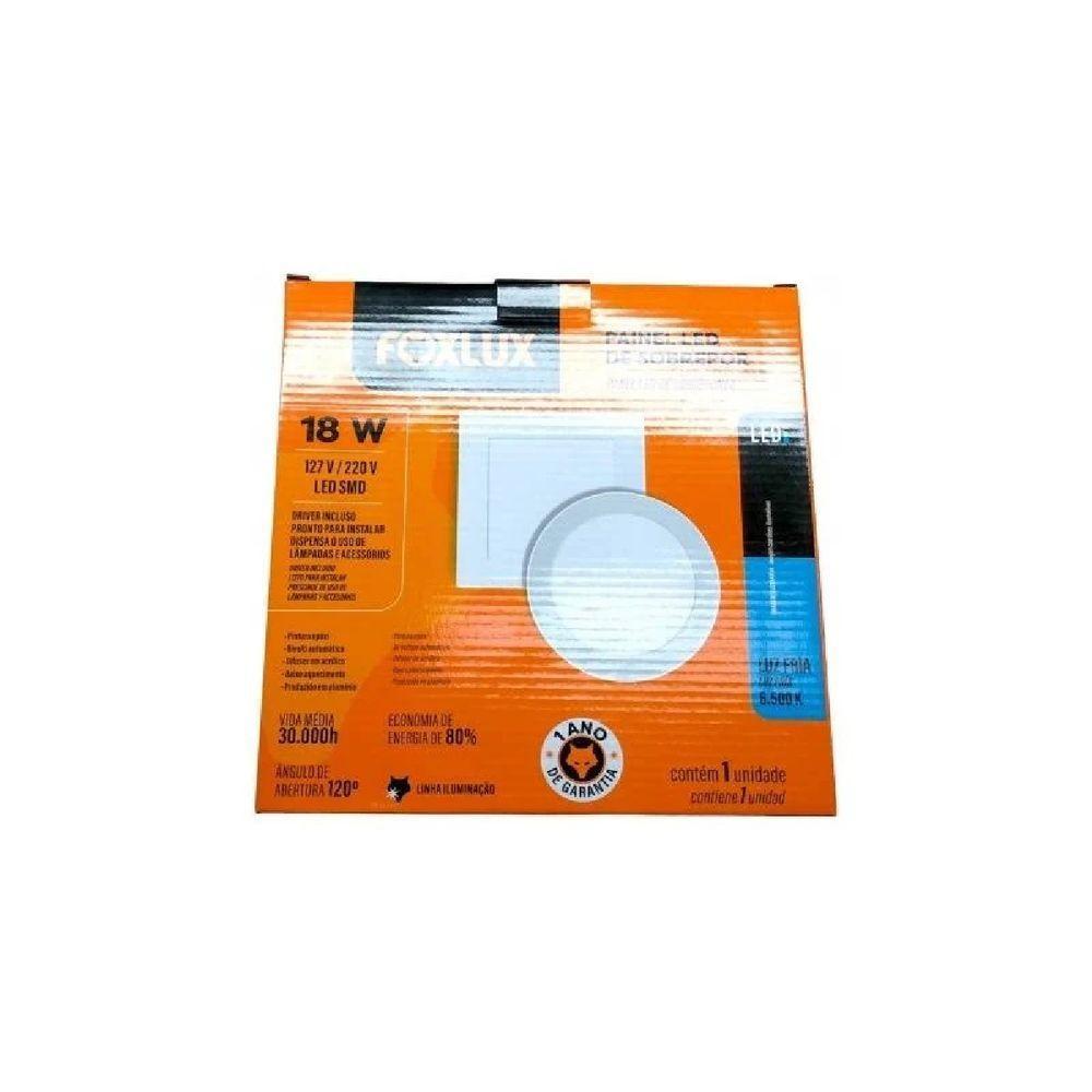 Kit 2 Painel Led 20,4x20,4 Redondo Branco Sobrepor 18w 3000k Foxlux - 4
