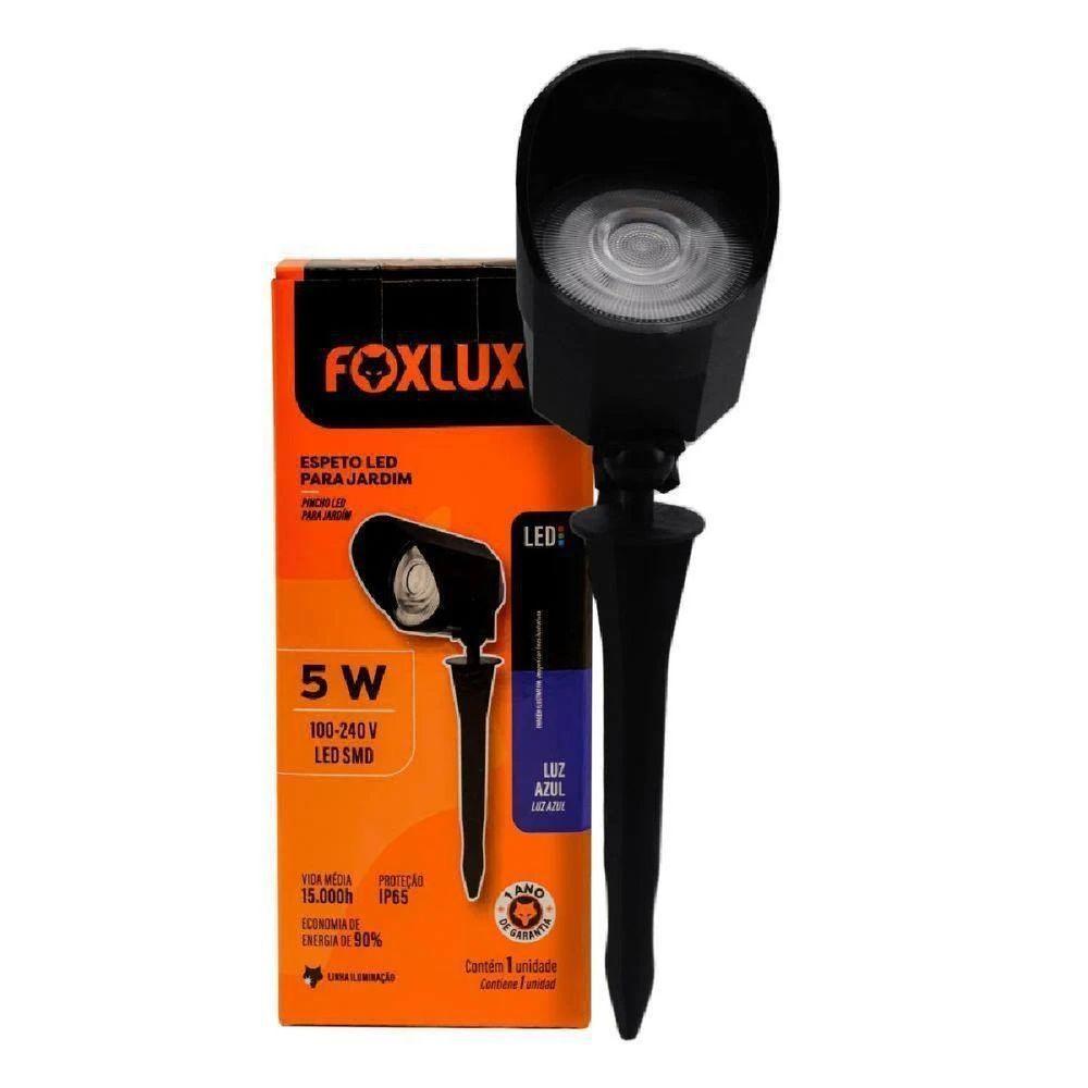 Kit 2 Espeto Led Para Jardim 5w Azul Bivolt Foxlux - 2