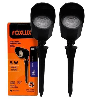 Kit 2 Espeto Led Para Jardim 5w Azul Bivolt Foxlux