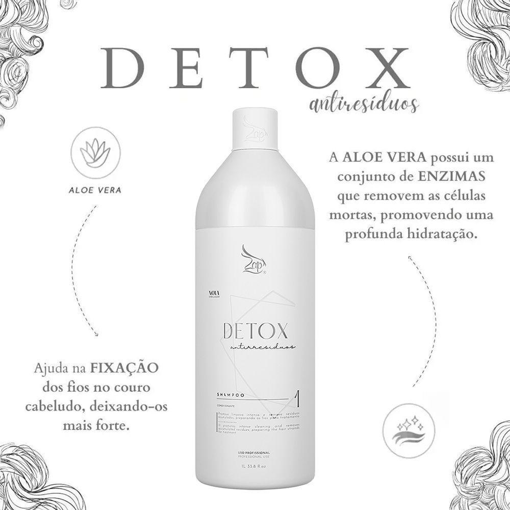 Kit Zap Me Leva Black Máscara Escova Progressiva 1l + Shampoo Detox Antiressíduos 1l - 2