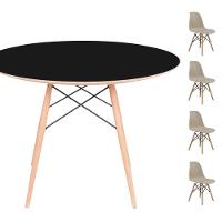 Conjunto Mesa Eames Preta 90cm + 4 Cadeiras Fendi - 1