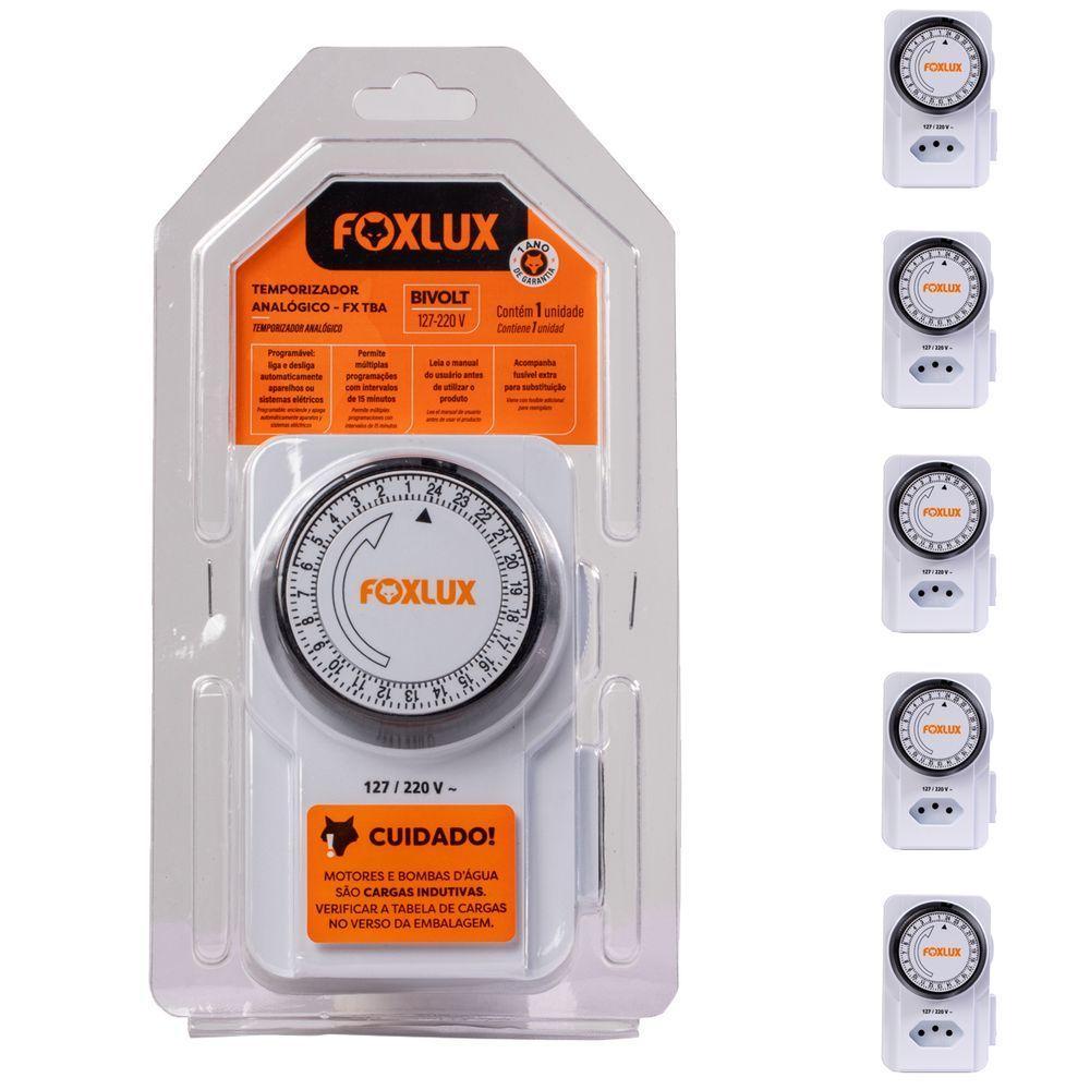 Kit 6 Timer Temporizador Programador Analógico Bivolt Foxlux - 1