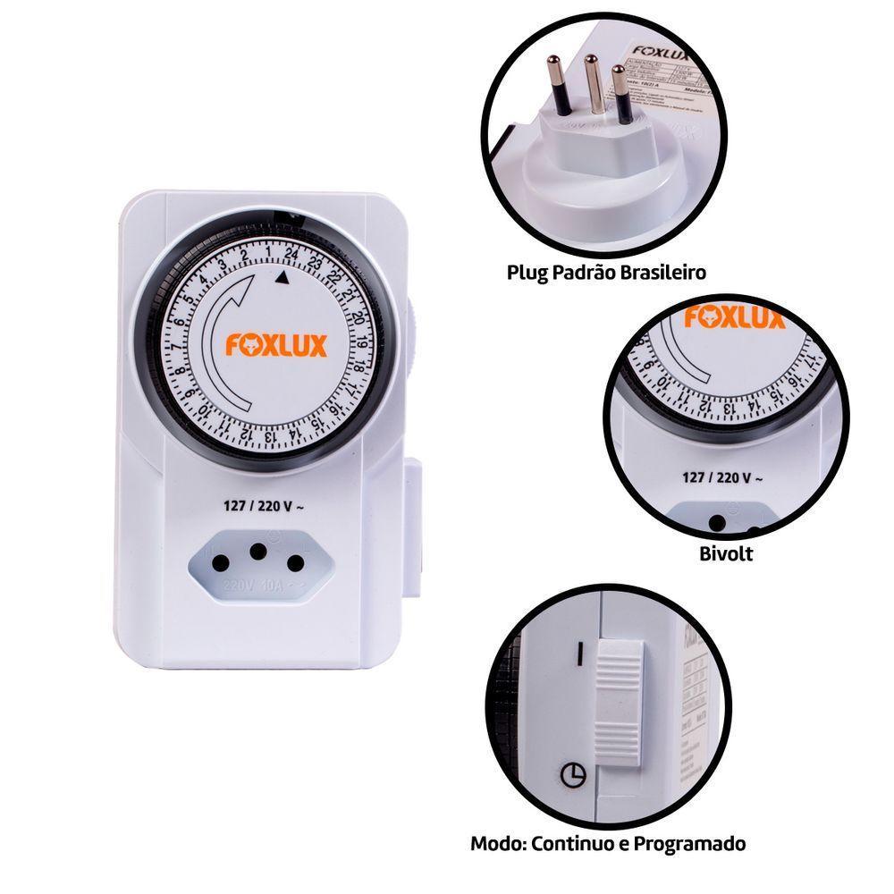 Kit 6 Timer Temporizador Programador Analógico Bivolt Foxlux - 5