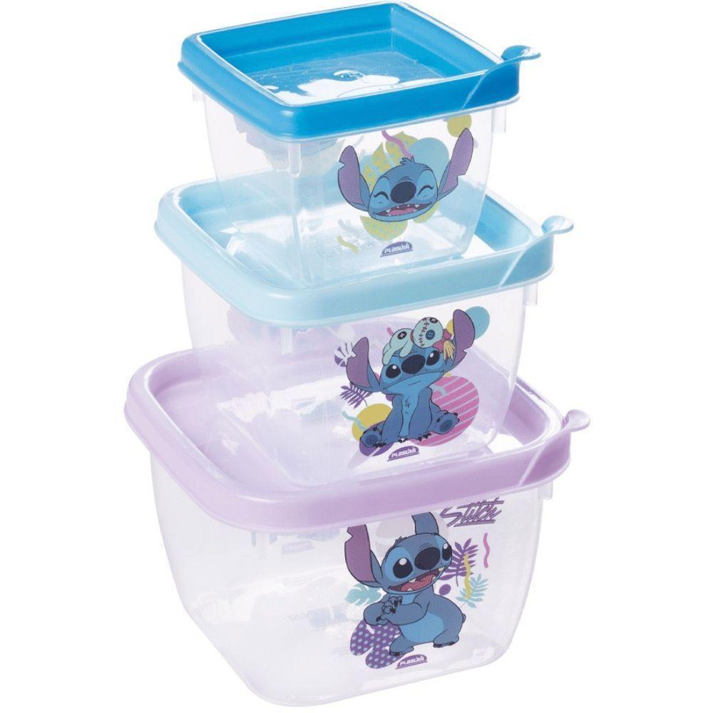 Conjunto 3 Potes Plásticos Stitch - Plasutil - 1