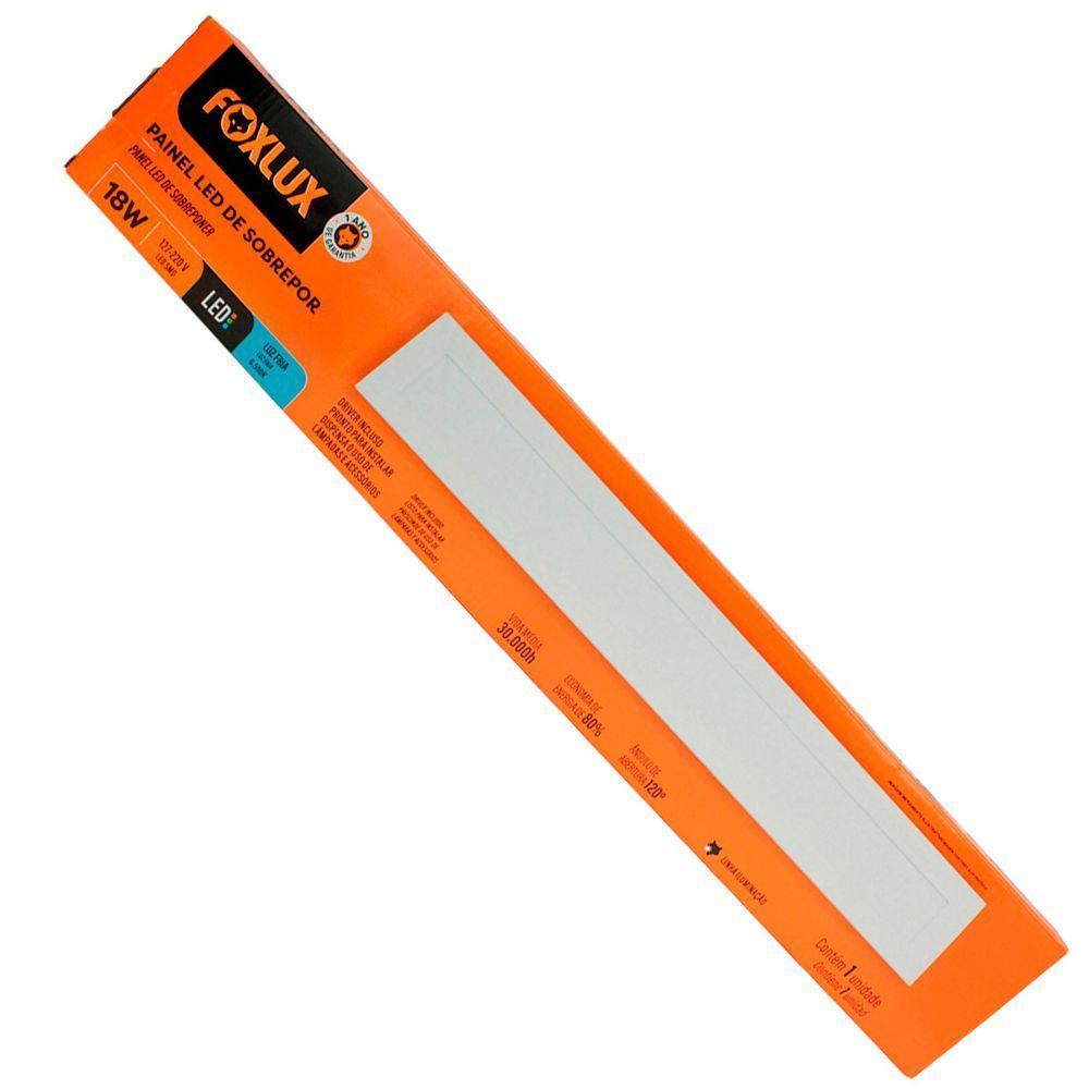 Painel De Led 18 W 6500k 10x60 Retangular Sobrepor Foxlux - 6