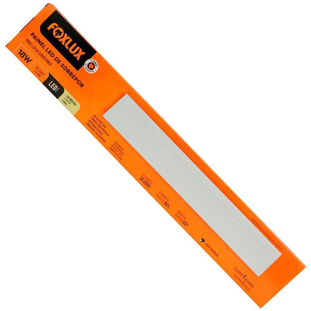 Painel De Led 18 W 4000k 10x60 Retangular Sobrepor Foxlux - 6