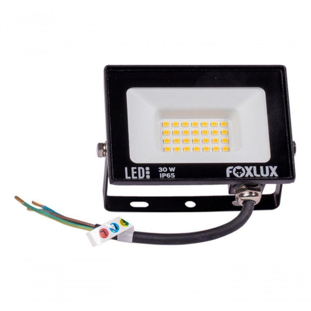 Refletor Led 30w 3000k Preto Bivolt Foxlux - 1