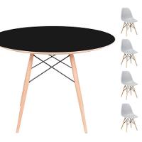 Conjunto Mesa Eames Preta 120cm + 4 Cadeiras Cinza - 1