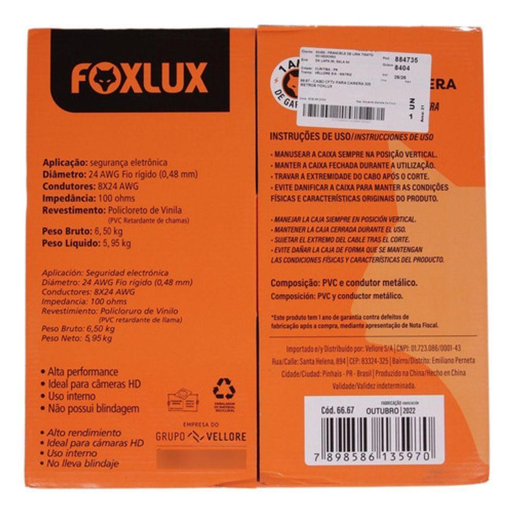 Cabo Cftv Para Camera 305 Metros Foxlux - 7