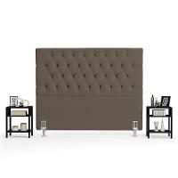 Cabeceira Casal 140cm Cristal Boucle Marrom E 2 Mesas Laterais Plaza Lc1 Preto - Mpozenato - 8