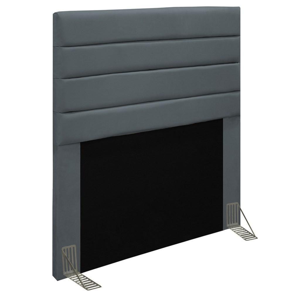 Cabeceira Cama Box Solteiro 90cm Rubi W01 Suede Cinza - Mpozenato - 1