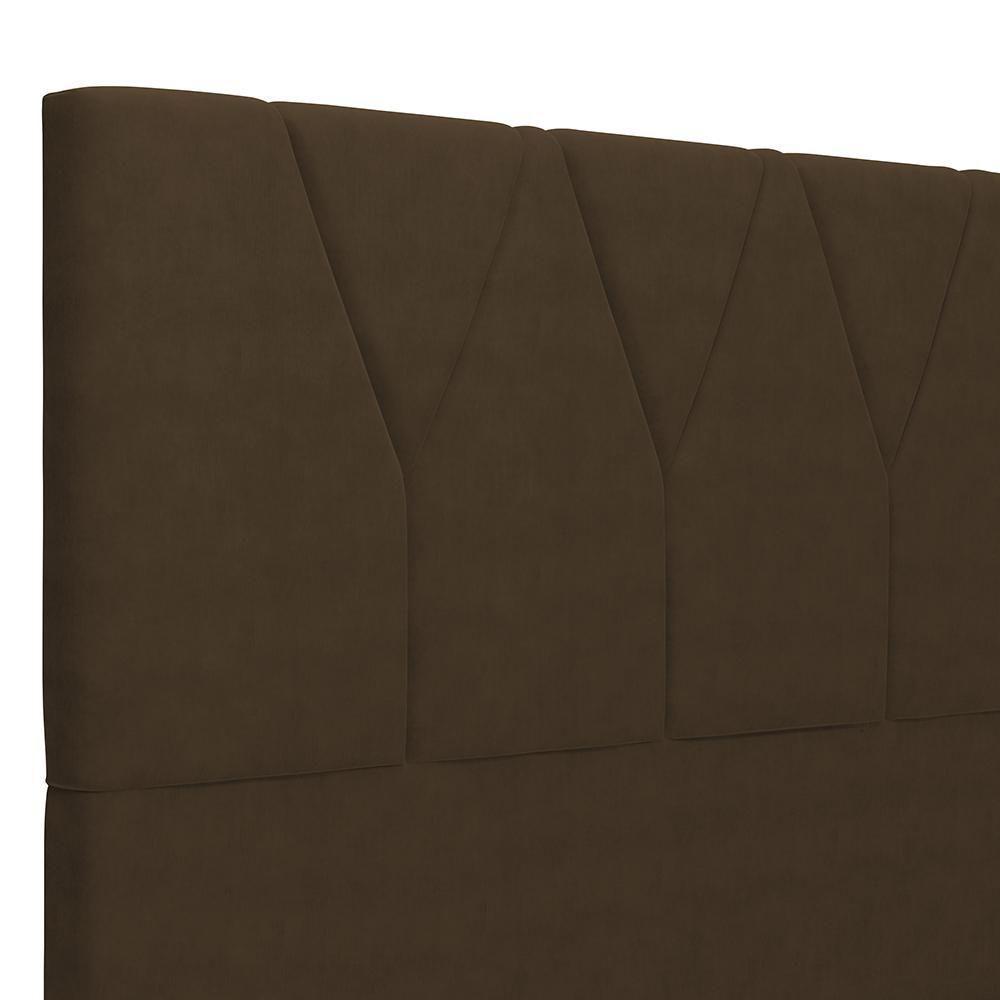 Cabeceira Cama Box Casal 140cm Aura Suede W01 Marrom - Mpozenato - 5