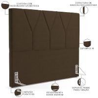 Cabeceira Cama Box Casal 140cm Aura Suede W01 Marrom - Mpozenato - 3