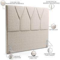 Cabeceira Cama Box Casal 140cm Aura Linho W01 Cru - Mpozenato - 3