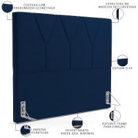 Cabeceira Cama Box Casal 140cm Aura Suede W01 Azul - Mpozenato - 3