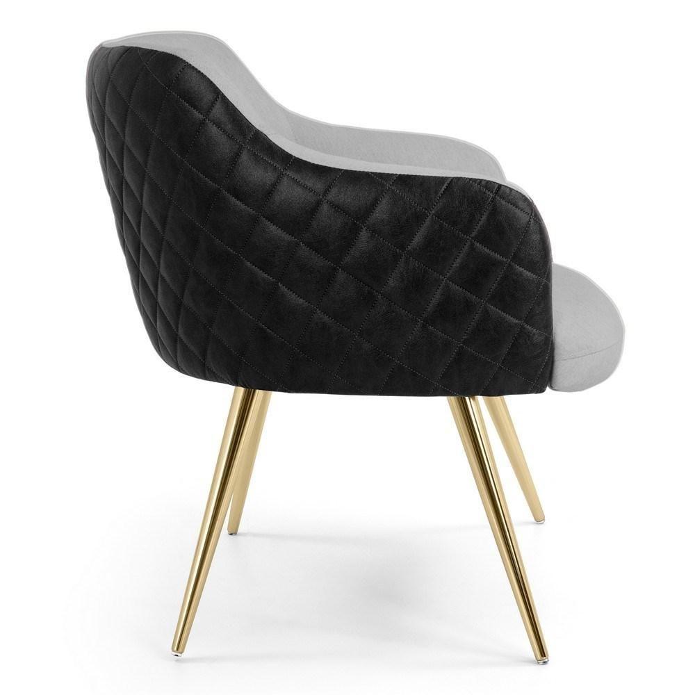 Kit 2 Poltronas Decorativas Pés Palito Metalizado Jade Corano C-05 Linho D-315 Cinza Claro - Domi - 4