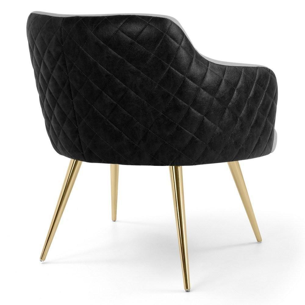 Kit 2 Poltronas Decorativas Pés Palito Metalizado Jade Corano C-05 Linho D-315 Cinza Claro - Domi - 5