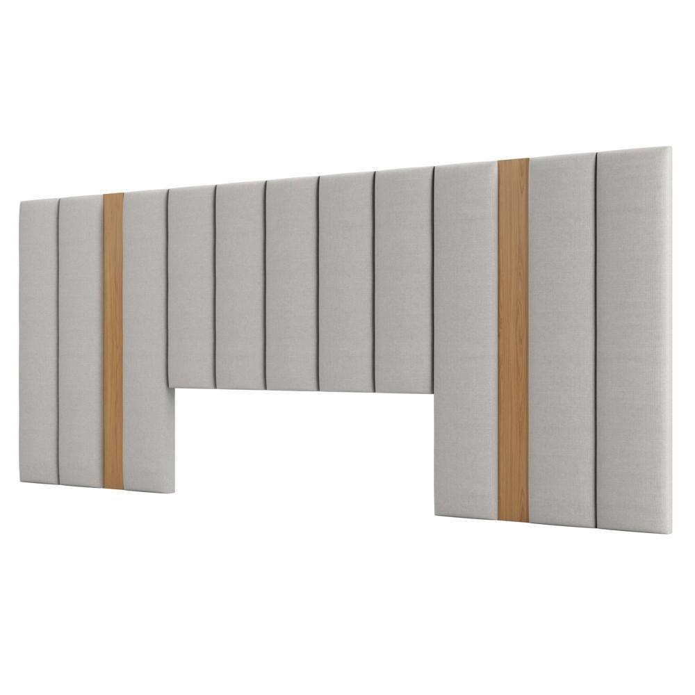 Cabeceira Para Cama Box Casal 300cm Estofado Liso Dalla D01 Freijó - Mpozenato - 1