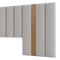 Cabeceira Para Cama Box Casal 300cm Estofado Liso Dalla D01 Freijó - Mpozenato - 3