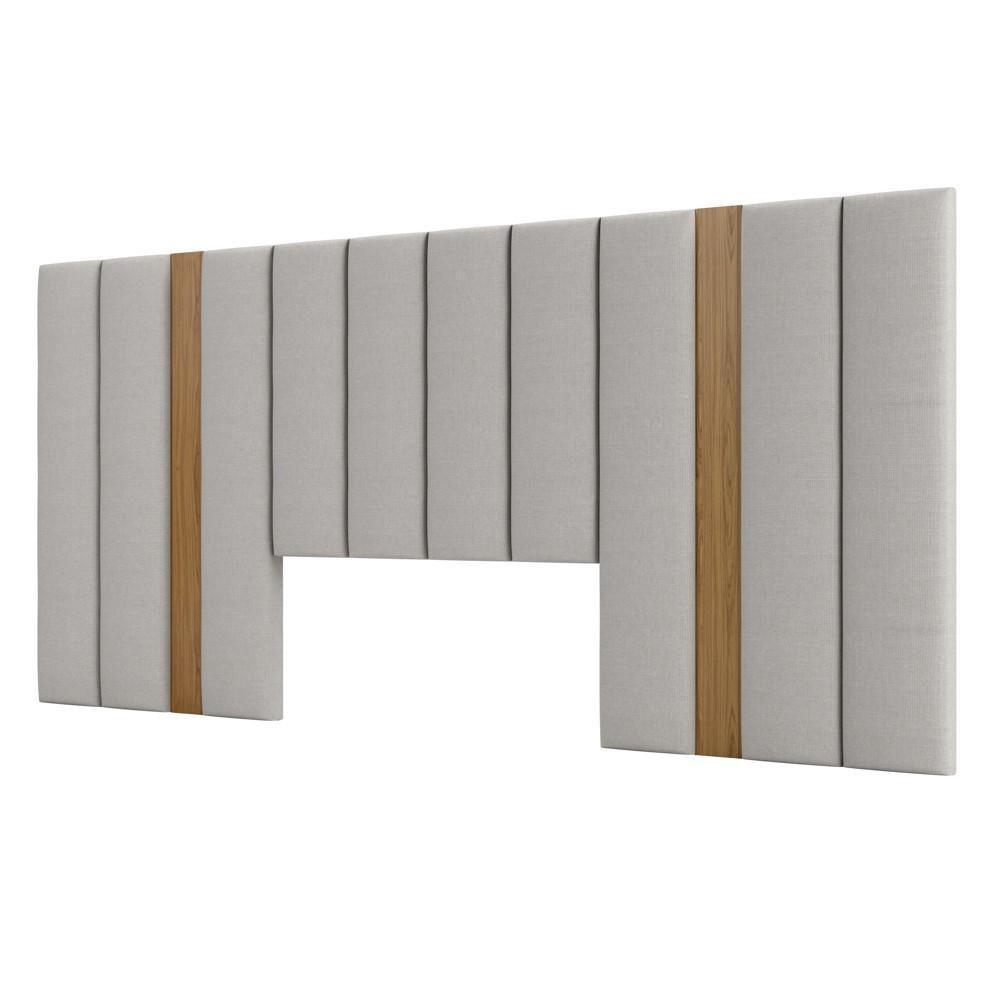Cabeceira Para Cama Box Casal 275cm Estofado Liso Dalla D01 Freijó - Mpozenato - 1