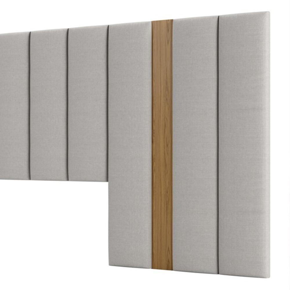 Cabeceira Para Cama Box Casal 275cm Estofado Liso Dalla D01 Freijó - Mpozenato - 2
