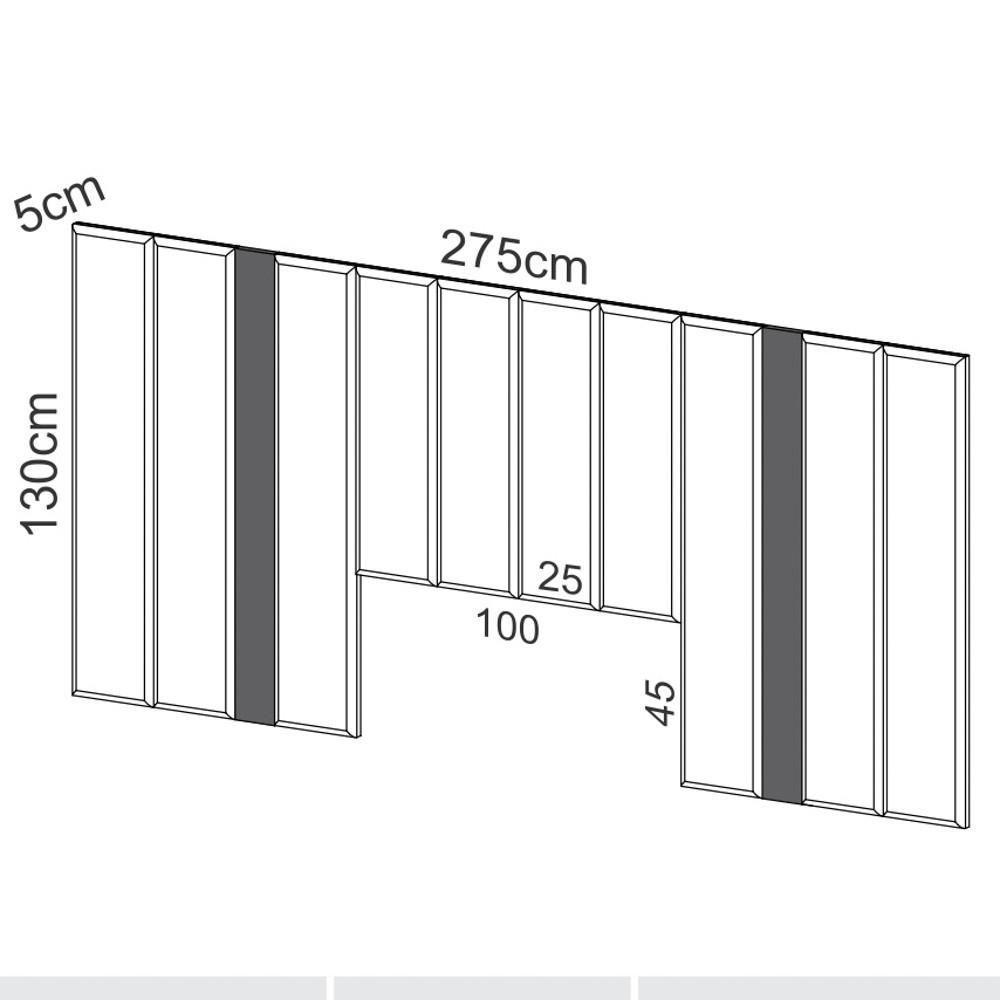 Cabeceira Para Cama Box Casal 275cm Estofado Liso Dalla D01 Freijó - Mpozenato - 3