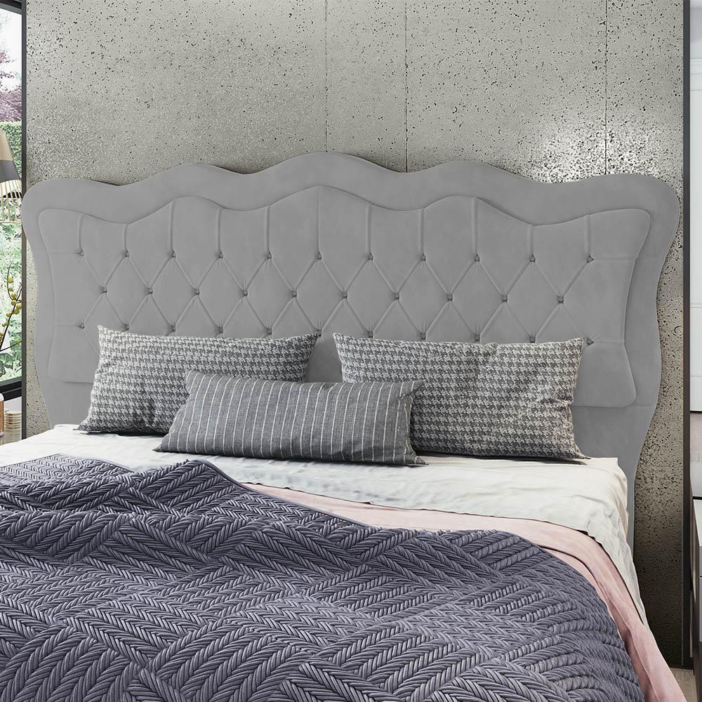 Cabeceira Casal Queen Cama Box 160cm Oregon Z04 Veludo Cinza - Mpozenato - 2