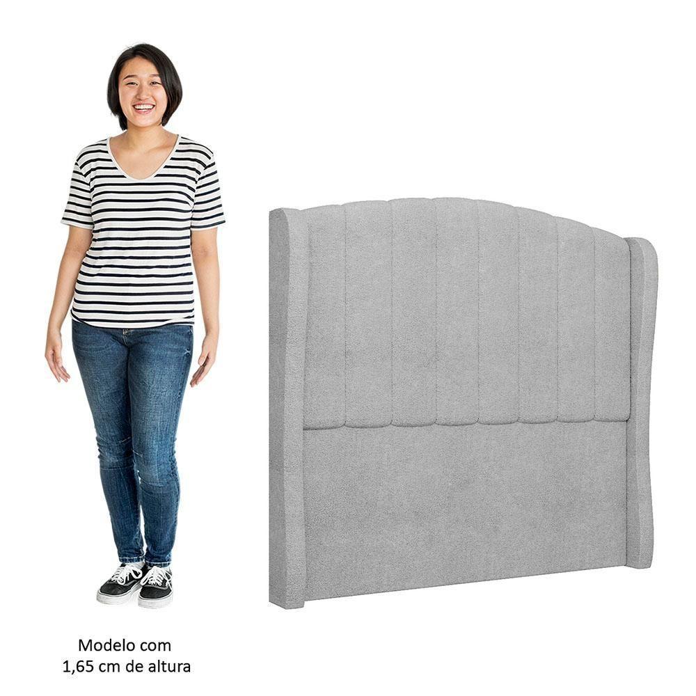Cabeceira Casal Queen Cama Box 160cm Glenda Z04 Boucle Cinza - Mpozenato - 5