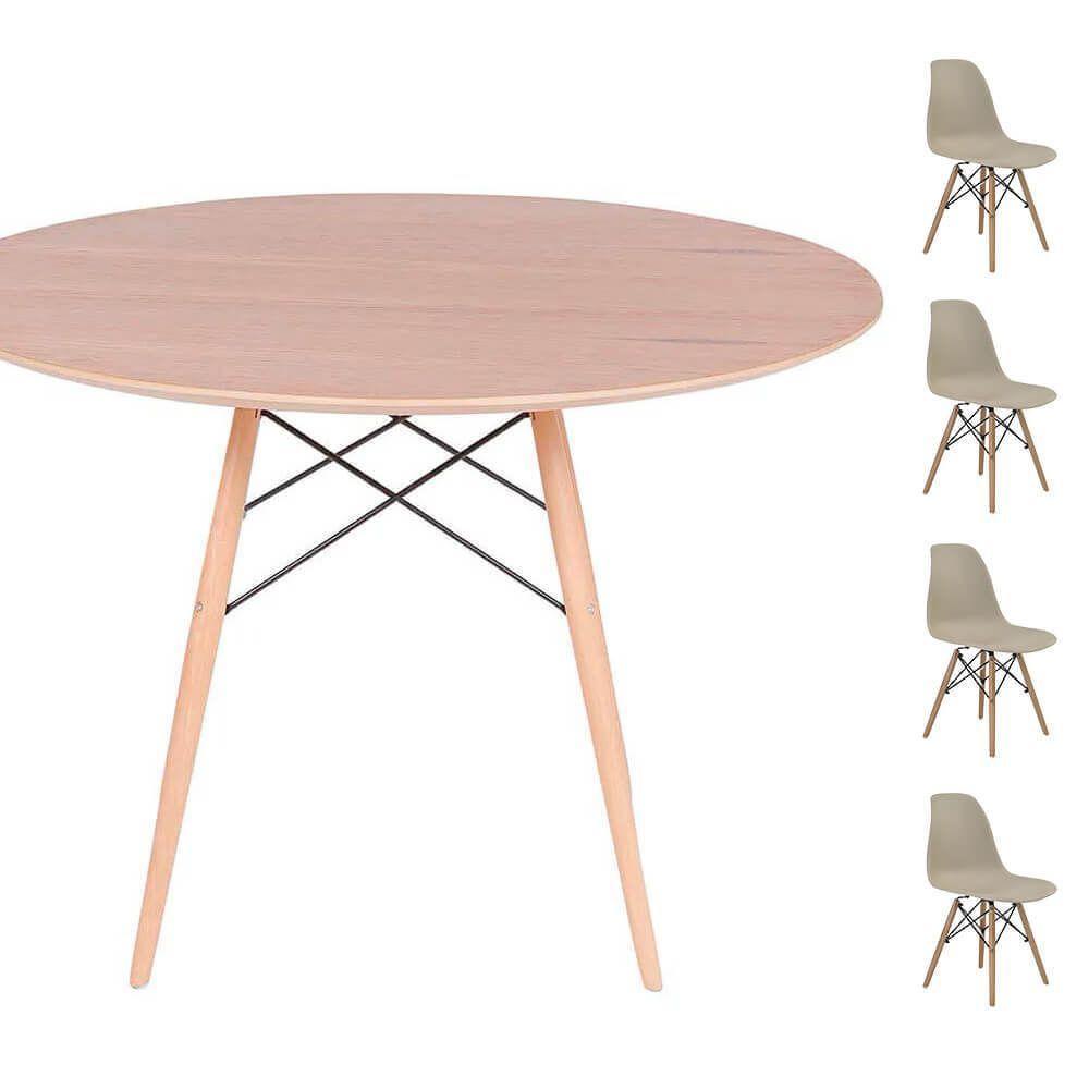 Conjunto Mesa Eames Freijó 120cm + 4 Cadeiras Fendi - 1