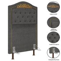 Cabeceira Cama Box Solteiro 90cm Com Calçadeira Baú Imperial J02 Linho Grafite - Mpozenato