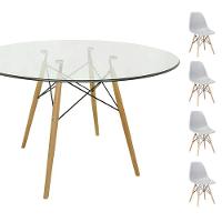 Conjunto Mesa Eames 90cm + 4 Cadeiras Cinza - 1
