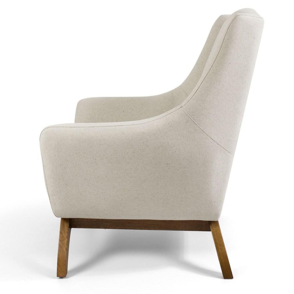 Kit 02 Poltronas Decorativas Juliet Base De Madeira B-370 Linho Bege Cru - Domi - 4