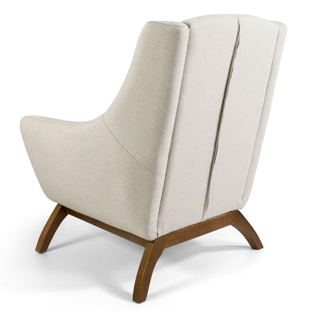 Kit 02 Poltronas Decorativas Juliet Base De Madeira B-370 Linho Bege Cru - Domi - 5