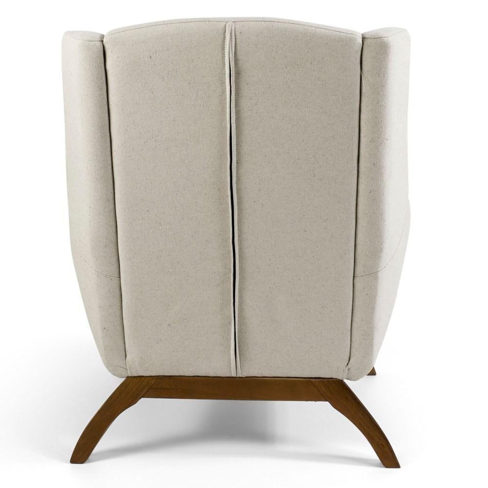 Kit 02 Poltronas Decorativas Juliet Base De Madeira B-370 Linho Bege Cru - Domi - 6