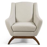 Kit 02 Poltronas Decorativas Juliet Base De Madeira B-370 Linho Bege Cru - Domi - 3