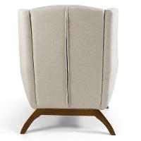 Kit 02 Poltronas Decorativas Juliet Base De Madeira B-370 Linho Bege Cru - Domi - 6