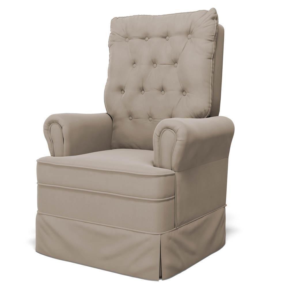 Kit 02 Poltronas De Amamentação E Descanso Com Balanço Laís G05 Veludo Bege - Mpozenato - 8
