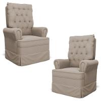 Kit 02 Poltronas De Amamentação E Descanso Com Balanço Laís G05 Veludo Bege - Mpozenato - 1