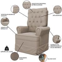 Kit 02 Poltronas De Amamentação E Descanso Com Balanço Laís G05 Veludo Bege - Mpozenato - 3