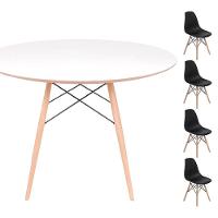 Conjunto Mesa Eames Branca 120cm + 4 Cadeiras Preta - 1