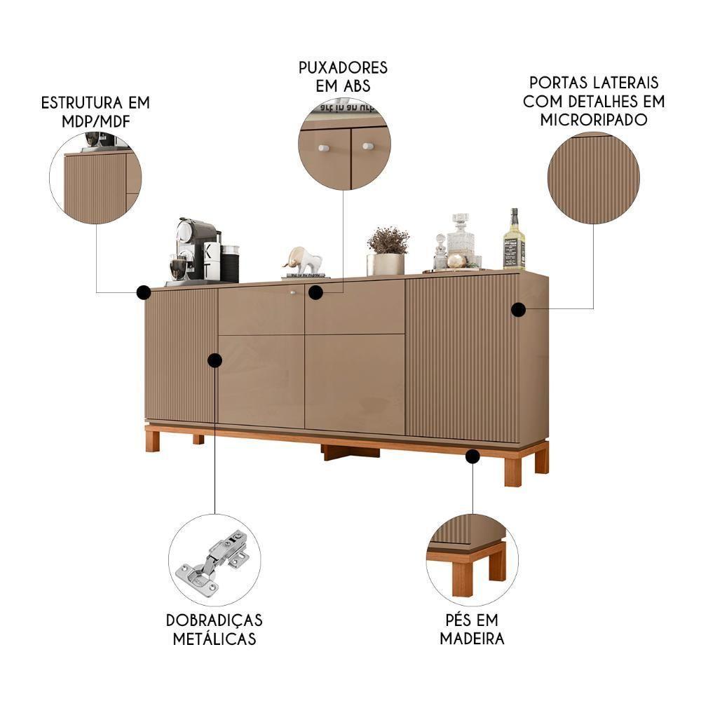 Balcão Buffet Sala De Jantar 179cm Lucca Areia/freijó C01 - Mpozenato - 3