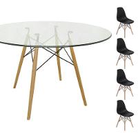 Conjunto Mesa Eames 90cm + 4 Cadeiras Preta - 1